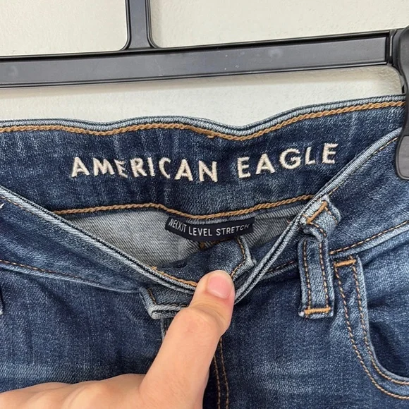 American Eagle Blue Skinny Ripped Jeans - Picture 2 of 4